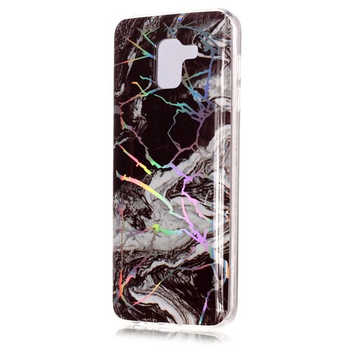 Para Samsung Galaxy A6 (2018) Padrão De Mármore Banhado IMD TPU Soft Mobile Case - Preto / Branco-3