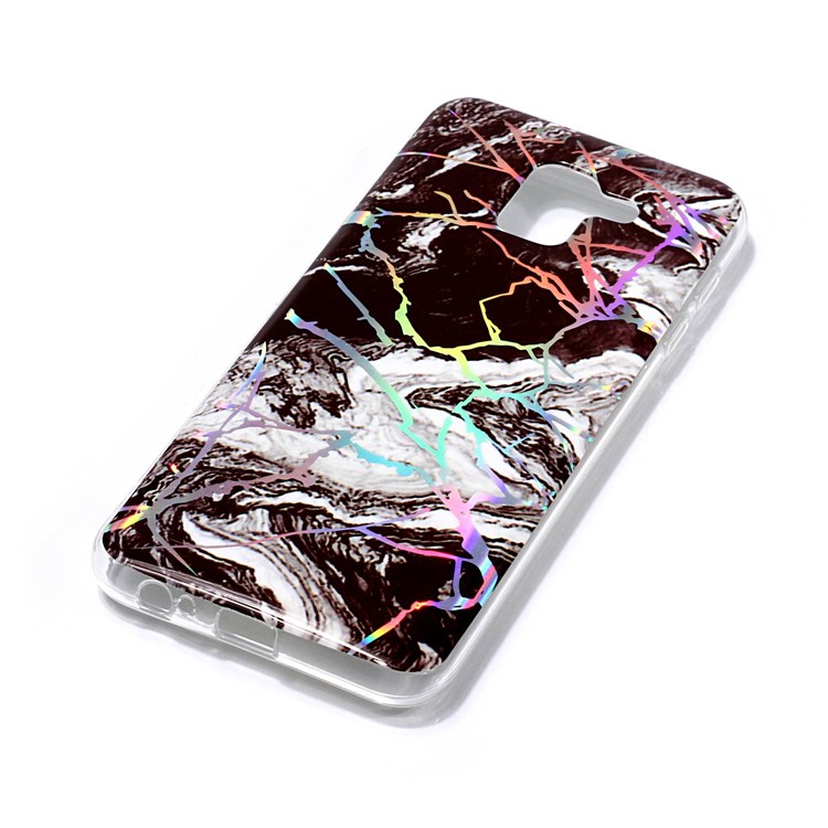 Para Samsung Galaxy A6 (2018) Padrão De Mármore Banhado IMD TPU Soft Mobile Case - Preto / Branco-4