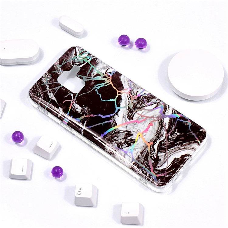 Para Samsung Galaxy A6 (2018) Padrão De Mármore Banhado IMD TPU Soft Mobile Case - Preto / Branco-5