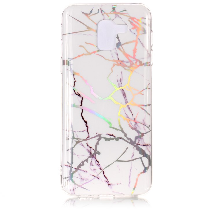 Für Samsungs-Galaxie A6 (2018) Marmormuster Überzogenes Weiches Bewegliches Shell IMD TPU - Weiß-2