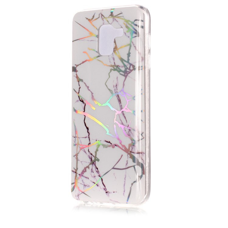 Für Samsungs-Galaxie A6 (2018) Marmormuster Überzogenes Weiches Bewegliches Shell IMD TPU - Weiß-3