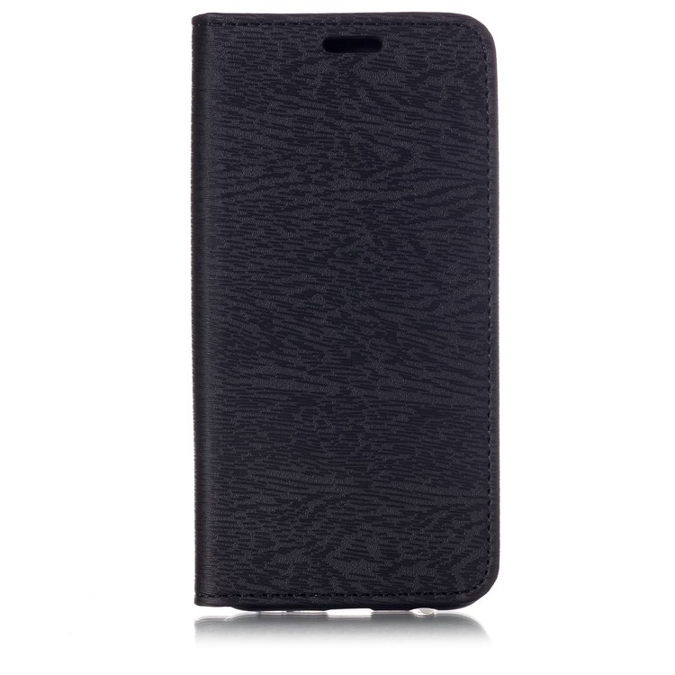 Auto-absorbed Wood Pattern PU Leather Mobile Cover with Stand for Samsung Galaxy A6 Plus (2018) / A9 Star Lite - Black-2