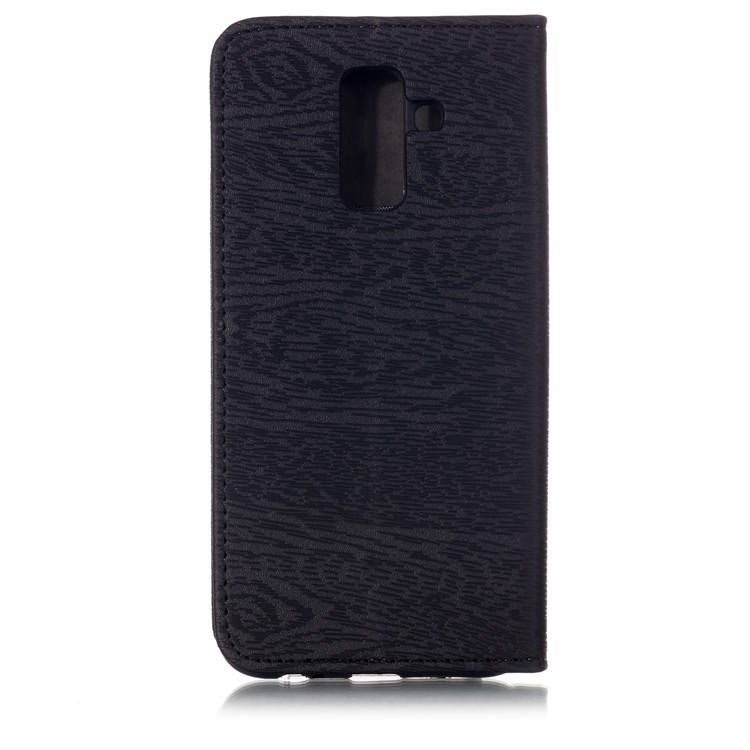 Auto-absorbed Wood Pattern PU Leather Mobile Cover with Stand for Samsung Galaxy A6 Plus (2018) / A9 Star Lite - Black-3