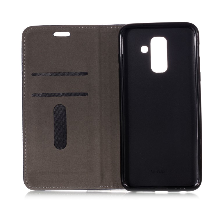 Auto-absorbed Wood Pattern PU Leather Mobile Cover with Stand for Samsung Galaxy A6 Plus (2018) / A9 Star Lite - Black-4