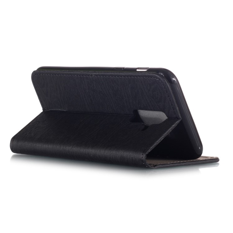 Auto-absorbed Wood Pattern PU Leather Mobile Cover with Stand for Samsung Galaxy A6 Plus (2018) / A9 Star Lite - Black-5