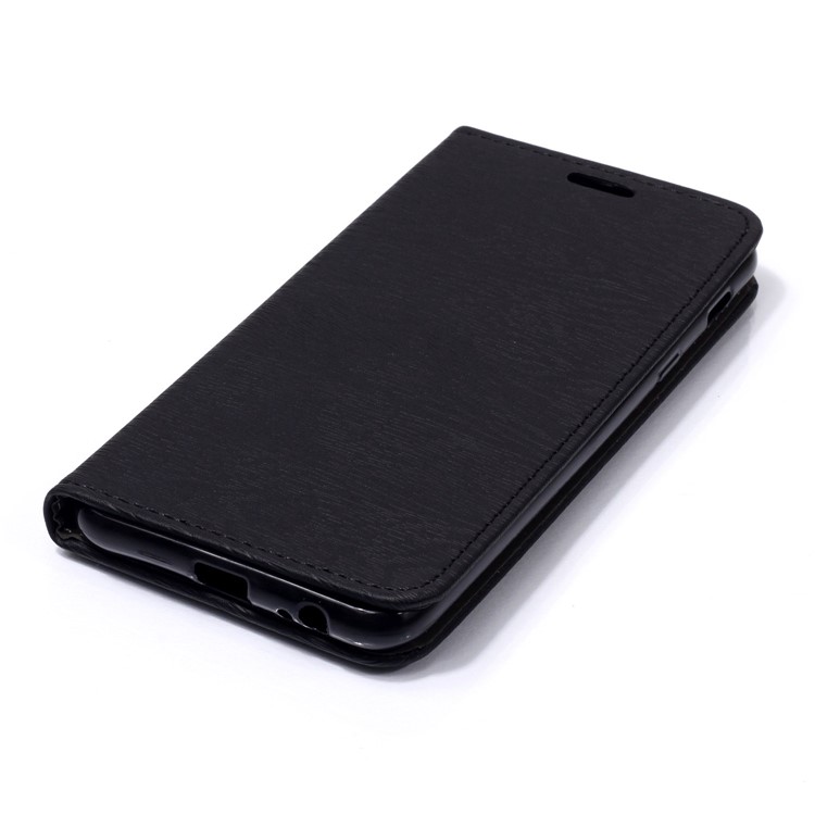 Auto-absorbed Wood Pattern PU Leather Mobile Cover with Stand for Samsung Galaxy A6 Plus (2018) / A9 Star Lite - Black-6
