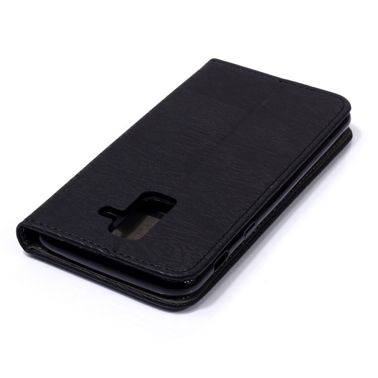 Auto-absorbed Wood Pattern PU Leather Mobile Cover with Stand for Samsung Galaxy A6 Plus (2018) / A9 Star Lite - Black-7
