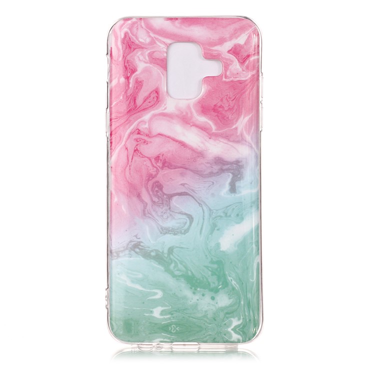 Impressão de Padrões IMD TPU Mobile Cover For Samsung Galaxy A6 (2018) - Rosa / Mármore Azul