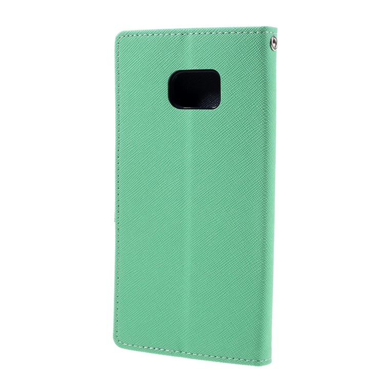 MERCURY GOOSPERY Contrast Color Leather Case for Samsung S7 edge G935 - Cyan-2
