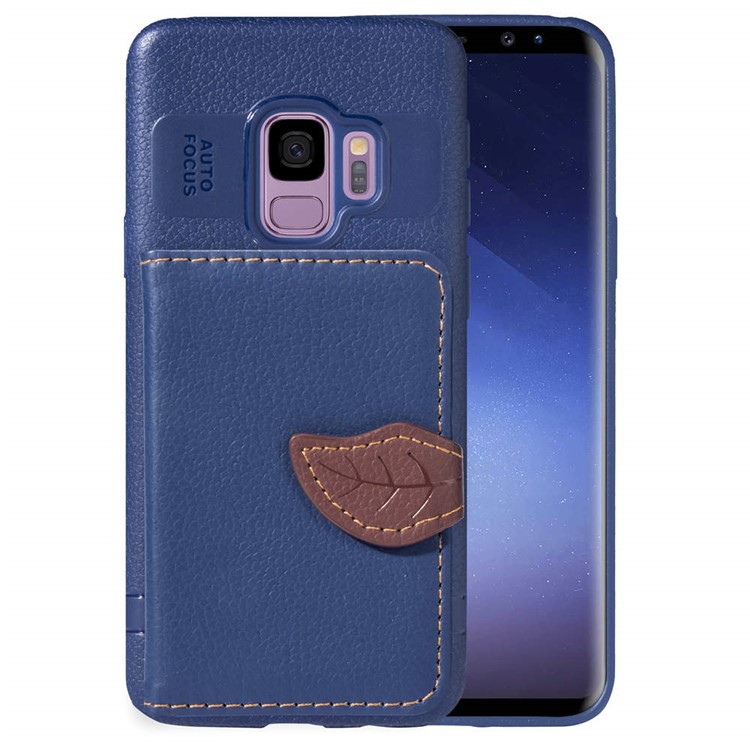 

Кожаный Чехол С Кожаным Чехлом TPU С Задней Подставкой Для Галактики Samsung S9 G960 - Синий