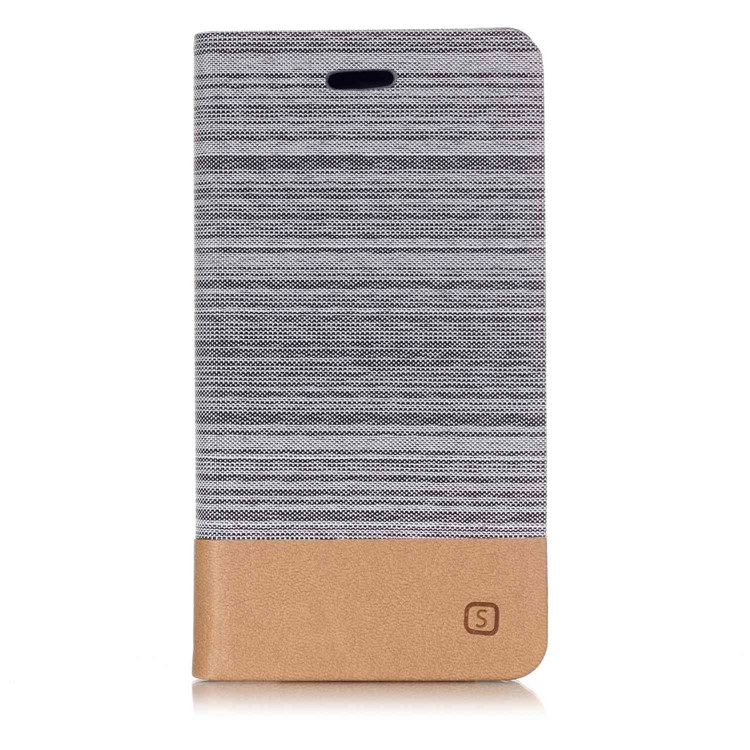 

Two-color Canvas PU Leather Card Holder Cell Phone Cover for Samsung Galaxy J4 (2018) - Light Grey