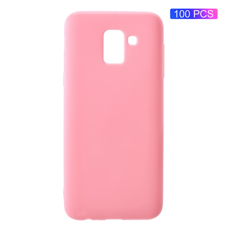 

100Pcs/Set Matte Soft TPU Mobile Phone Case for Samsung Galaxy J6 (2018) - Pink