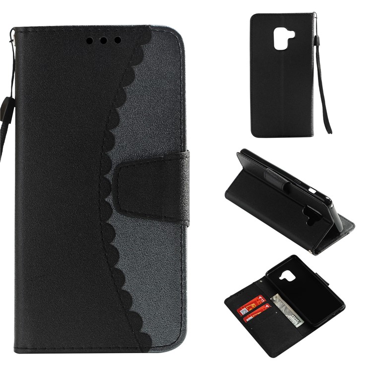 

Bi-color Splicing PU Leather Cell Phone Case for Samsung Galaxy A8 (2018) - Black / Grey