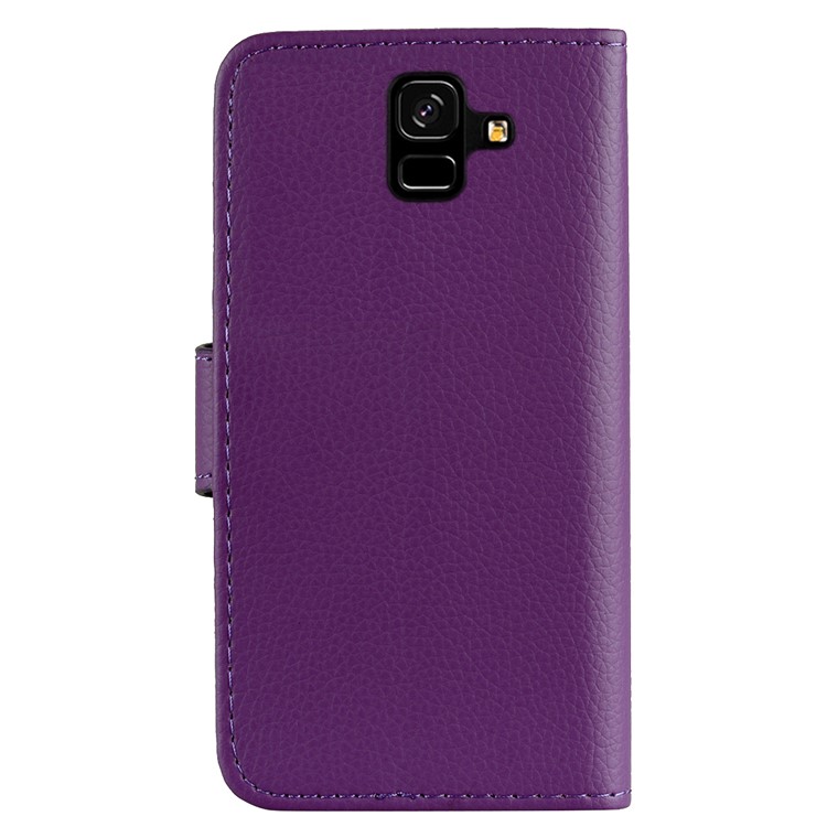 Grão Lichia PU Couro Stand Carteira Caso De Telefone Móvel Para Samsung Galaxy A6 (2018) - Roxa-4