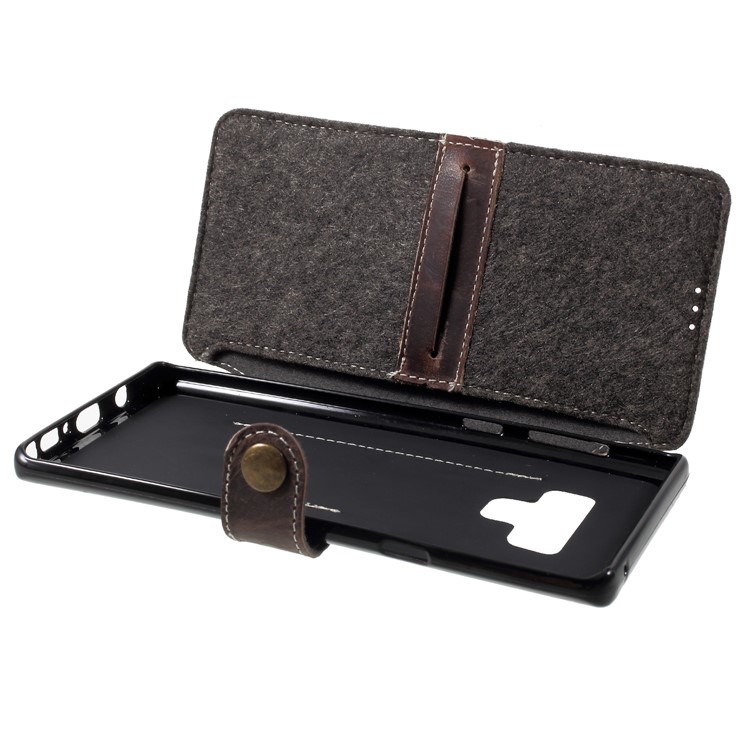 Genuine Leather Wallet Phone Accessory Cover for Samsung Galaxy Note9 - Coffee-5