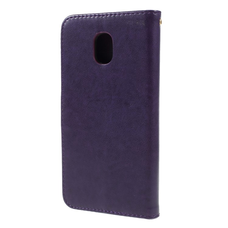 Imprint Butterfly Heart Leather Wallet Stand Mobile Phone Case for Samsung Galaxy J7 (2018) J737 - Dark Purple-2