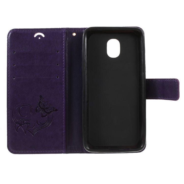 Imprint Butterfly Heart Leather Wallet Stand Mobile Phone Case for Samsung Galaxy J7 (2018) J737 - Dark Purple-6