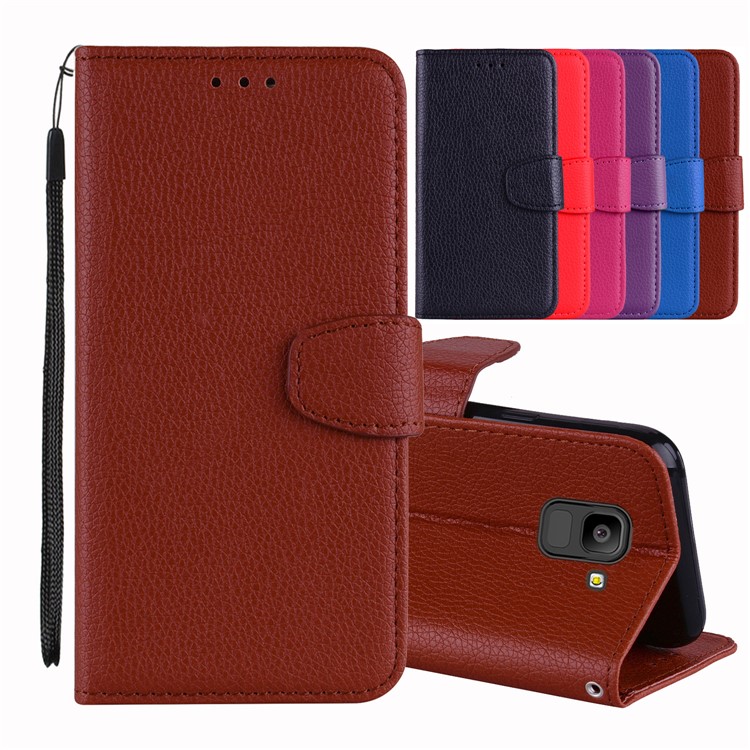 

Litchi Texture Wallet Leather Stand Mobile Phone Shell for Samsung Galaxy J6 (2018) - Brown