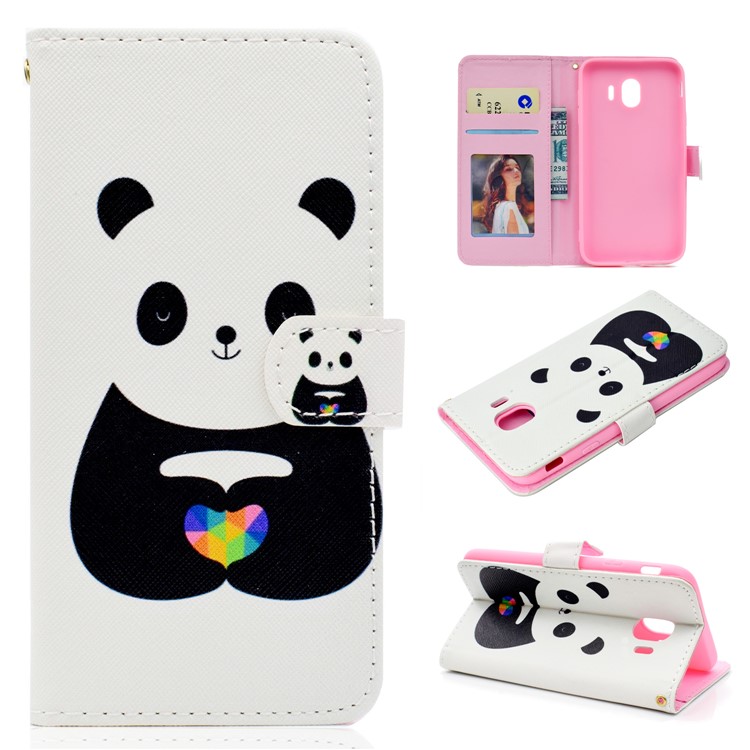 

Pattern Printing Leather Wallet Cover for Samsung Galaxy J4 (2018) - Adorable Panda, Galaxy J4 (2018)