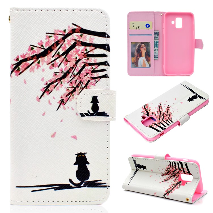 

Pattern Printing Leather Wallet Case for Samsung Galaxy A6 (2018) - Tree with Flowers, Galaxy A6 (2018)