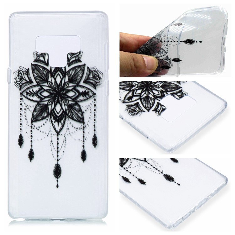 

For Samsung Galaxy Note 9 Pattern Printing Soft TPU Mobile Case - Black Flower, Galaxy Note9 N960