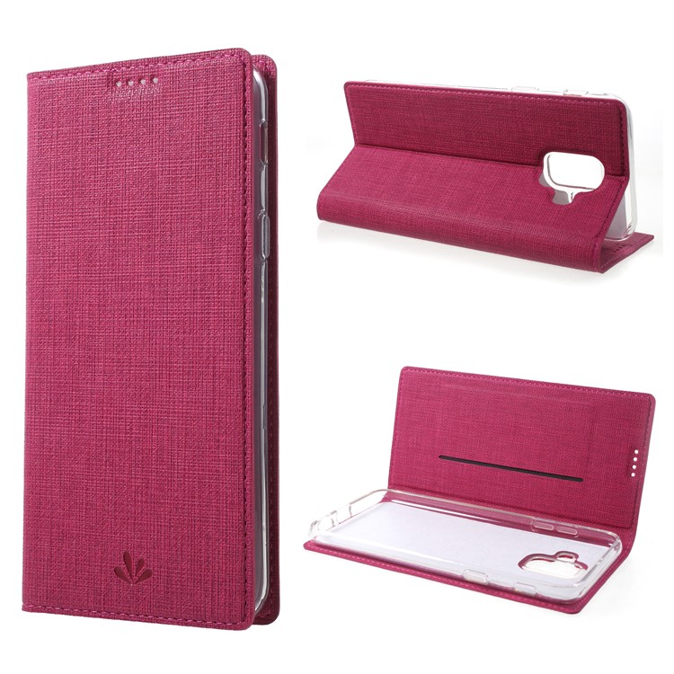 VILI DMX Cross Texture Card Holder Leather Stand Case for Samsung Galaxy A6 (2018) - Rose-1