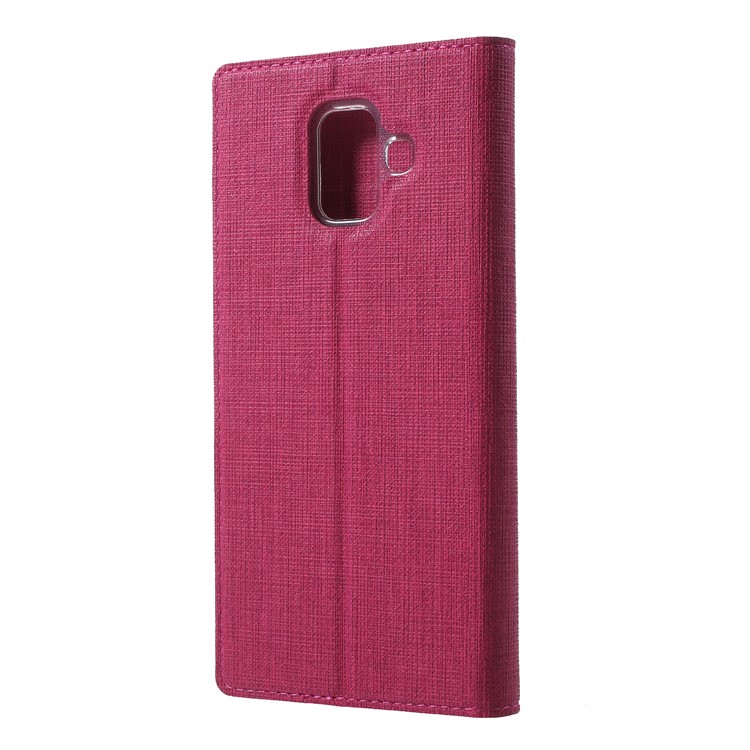 VILI DMX Cross Texture Card Holder Leather Stand Case for Samsung Galaxy A6 (2018) - Rose-2