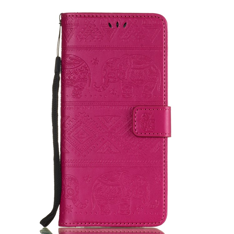 Imprinted Elephant Flip Leather Wallet Stand Casing for Samsung Galaxy J7 (2018) J737 - Rose-4