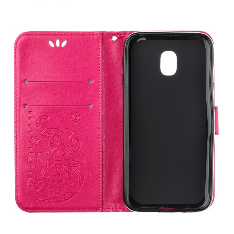 Imprinted Elephant Flip Leather Wallet Stand Casing for Samsung Galaxy J7 (2018) J737 - Rose-5