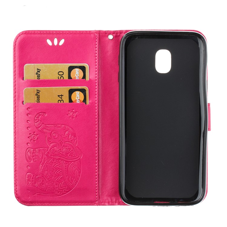 Imprinted Elephant Flip Leather Wallet Stand Casing for Samsung Galaxy J7 (2018) J737 - Rose-6