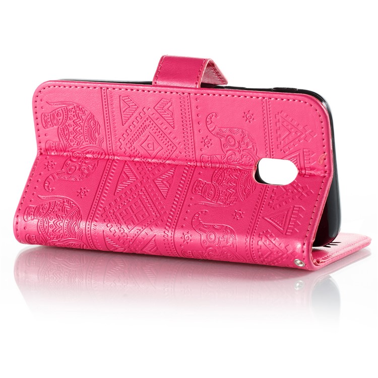 Imprinted Elephant Flip Leather Wallet Stand Casing for Samsung Galaxy J7 (2018) J737 - Rose-7