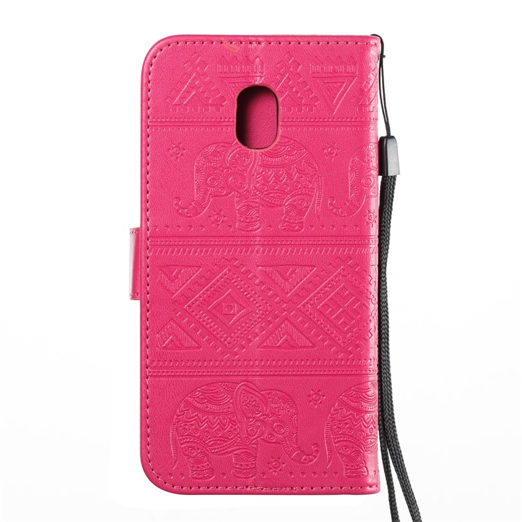 Imprinted Elephant Flip Leather Wallet Stand Casing for Samsung Galaxy J7 (2018) J737 - Rose-8