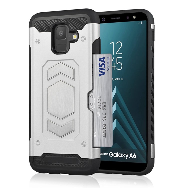 Крышка держателя комбо-карт pc + tpu для галактики samsung a6 (2018) - серебряный