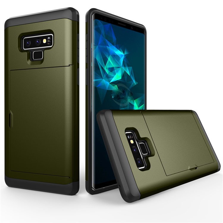 Пластик + комбинированный чехол tpu с гнездом для карты для samsung galaxy note9 - армейский зеленый