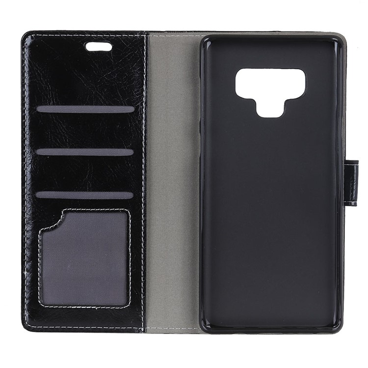 Vintage Crazy Horse Texture Wallet Stand Leather Case Accessory for Samsung Galaxy Note9 - Black-4