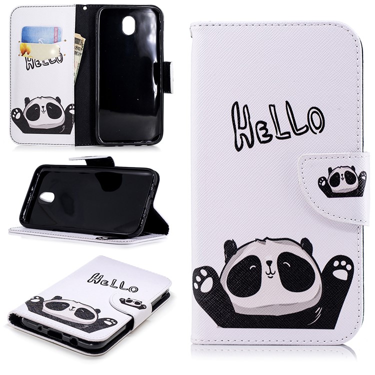 

Pattern Printing Leather Wallet Stand Mobile Cover for Samsung Galaxy J7 (2017) EU Version / J7 Pro (2017) - Adorable Panda