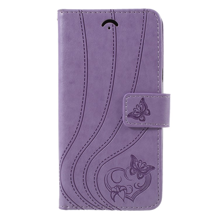 

Imprint Butterfly Heart Leather Wallet Mobile Cover for Samsung Galaxy J5 (2017) EU Version / J5 Pro (2017) - Light Purple
