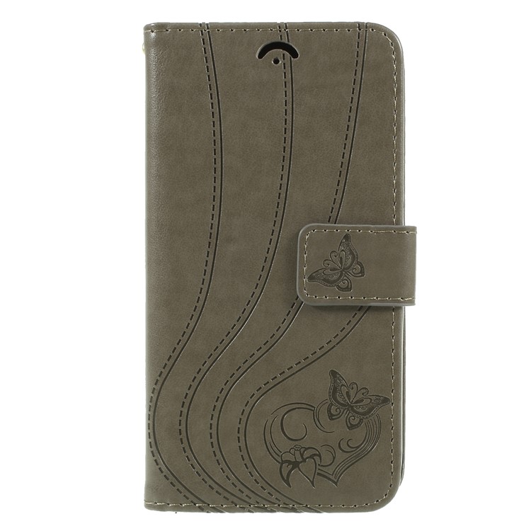 

Imprint Butterfly Heart Leather Wallet Stand Cover for Samsung Galaxy A5 (2017) SM-A520 - Grey