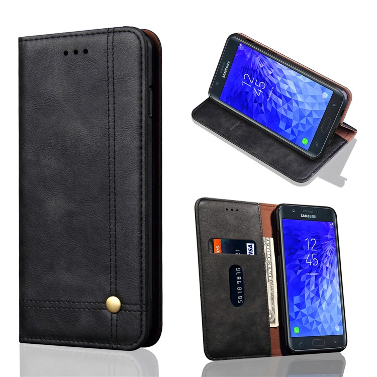 

Retro Style Auto-absorbed Crazy Horse Leather Cover for Samsung Galaxy J3 (2018) J337 / J3 Star - Black