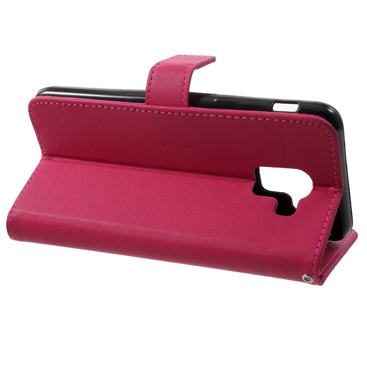 Wallet Stand Leather Flip Cover with Strap for Samsung Galaxy J6 (2018) - Rose-4