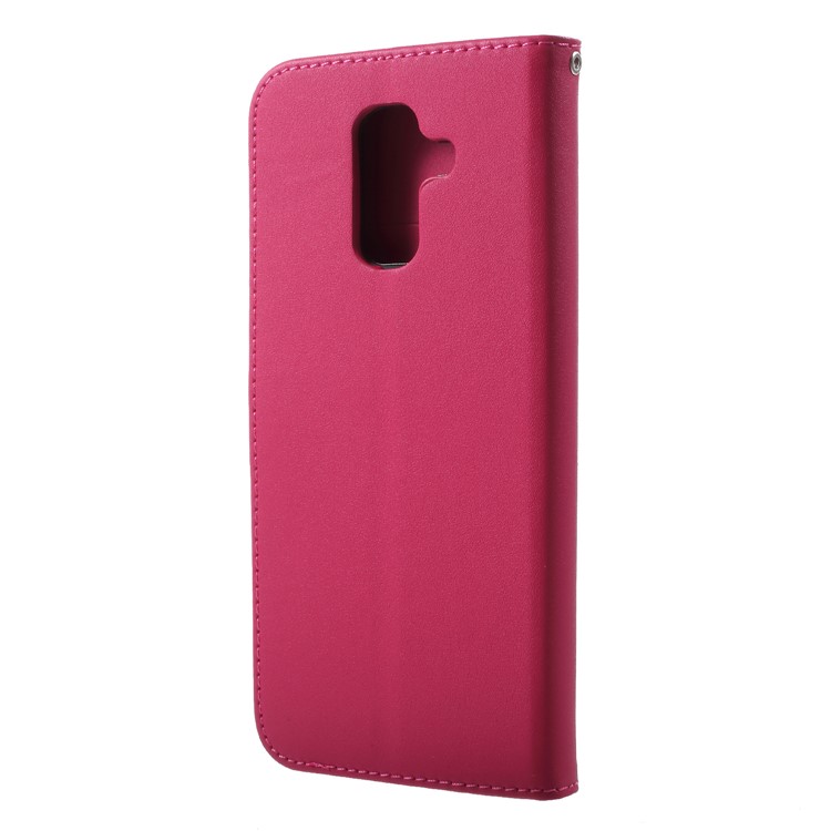 Wallet Magnetic Leather Protection Cover for Samsung Galaxy A6 Plus (2018) / A9 Star Lite with Strap - Rose-2
