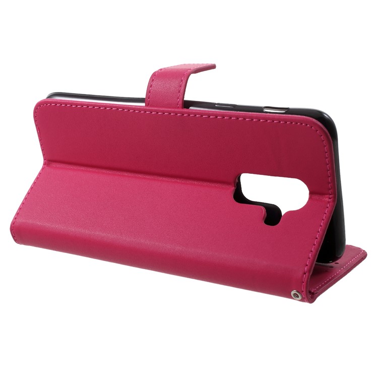 Wallet Magnetic Leather Protection Cover for Samsung Galaxy A6 Plus (2018) / A9 Star Lite with Strap - Rose-4
