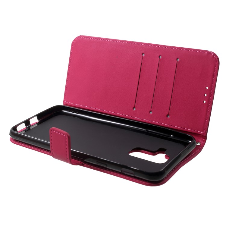Wallet Magnetic Leather Protection Cover for Samsung Galaxy A6 Plus (2018) / A9 Star Lite with Strap - Rose-5