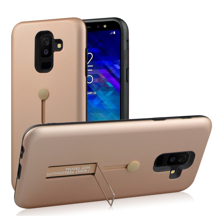 

TPU + PC Hybrid Finger Grip Kickstand Phone Casing for Samsung Galaxy A6 Plus (2018) / A9 Star Lite - Rose Gold, Galaxy A6+ (2018)