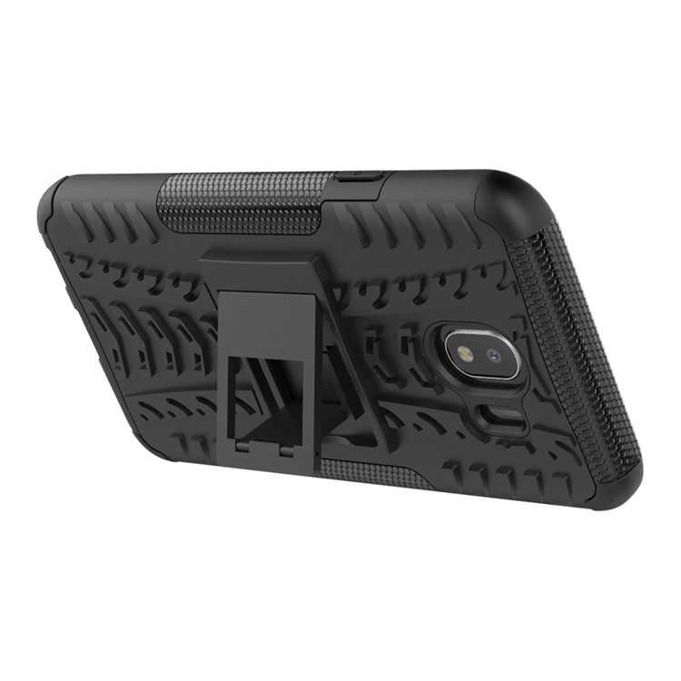 Caso De Kickstand De PC + TPU Híbrido Pneu Frio Para Samsung Galaxy J4 (2018) - Preto-3