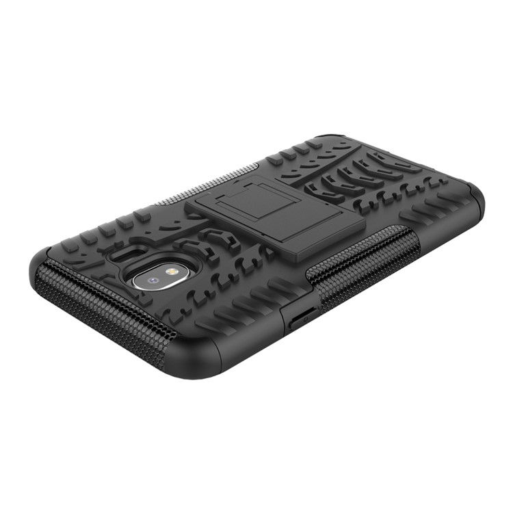 Caso De Kickstand De PC + TPU Híbrido Pneu Frio Para Samsung Galaxy J4 (2018) - Preto-5