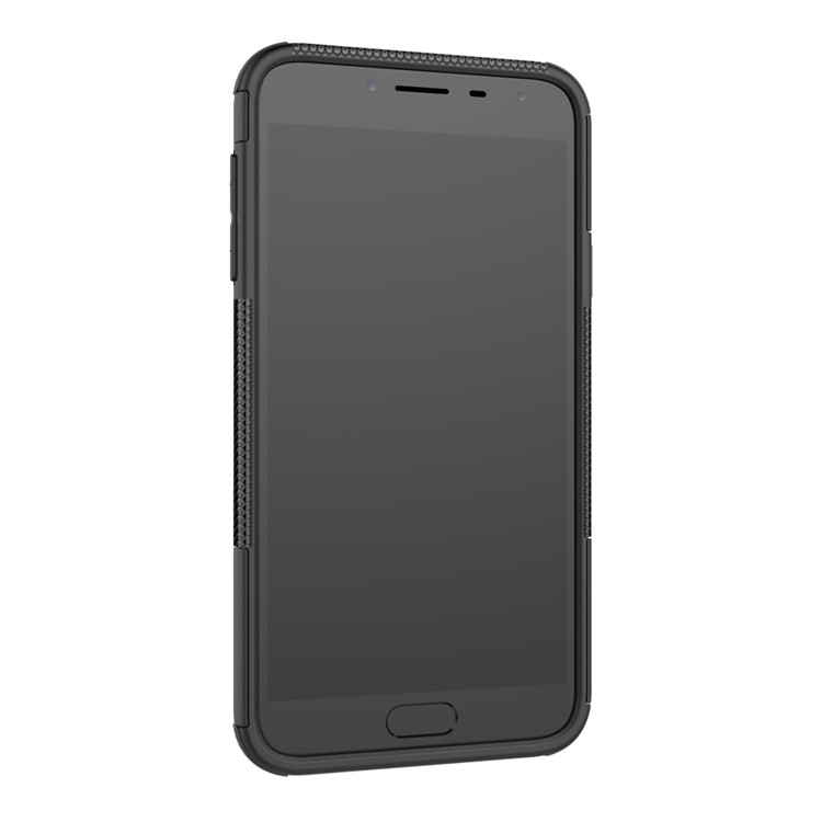 Caso De Kickstand De PC + TPU Híbrido Pneu Frio Para Samsung Galaxy J4 (2018) - Preto-6