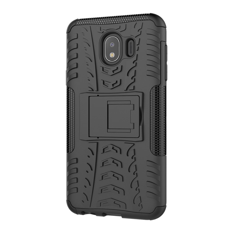 Caso De Kickstand De PC + TPU Híbrido Pneu Frio Para Samsung Galaxy J4 (2018) - Preto-8