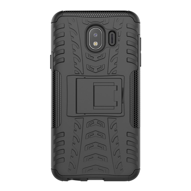 Caso De Kickstand De PC + TPU Híbrido Pneu Frio Para Samsung Galaxy J4 (2018) - Preto-9