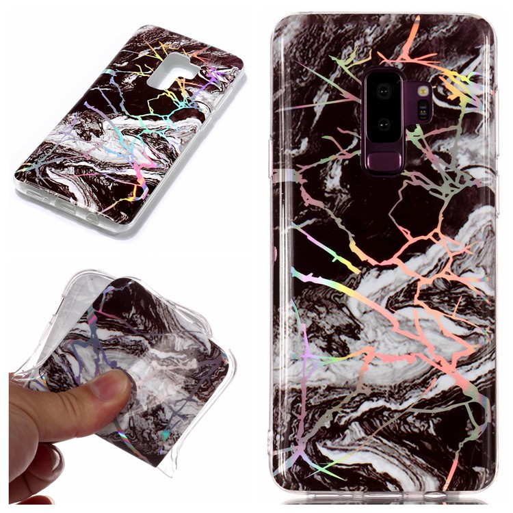 

IMD-мраморная Модель С Покрытием TPU Для Samsung Galaxy S9 + SM-G965 - Черный / Белый, Galaxy S9+
